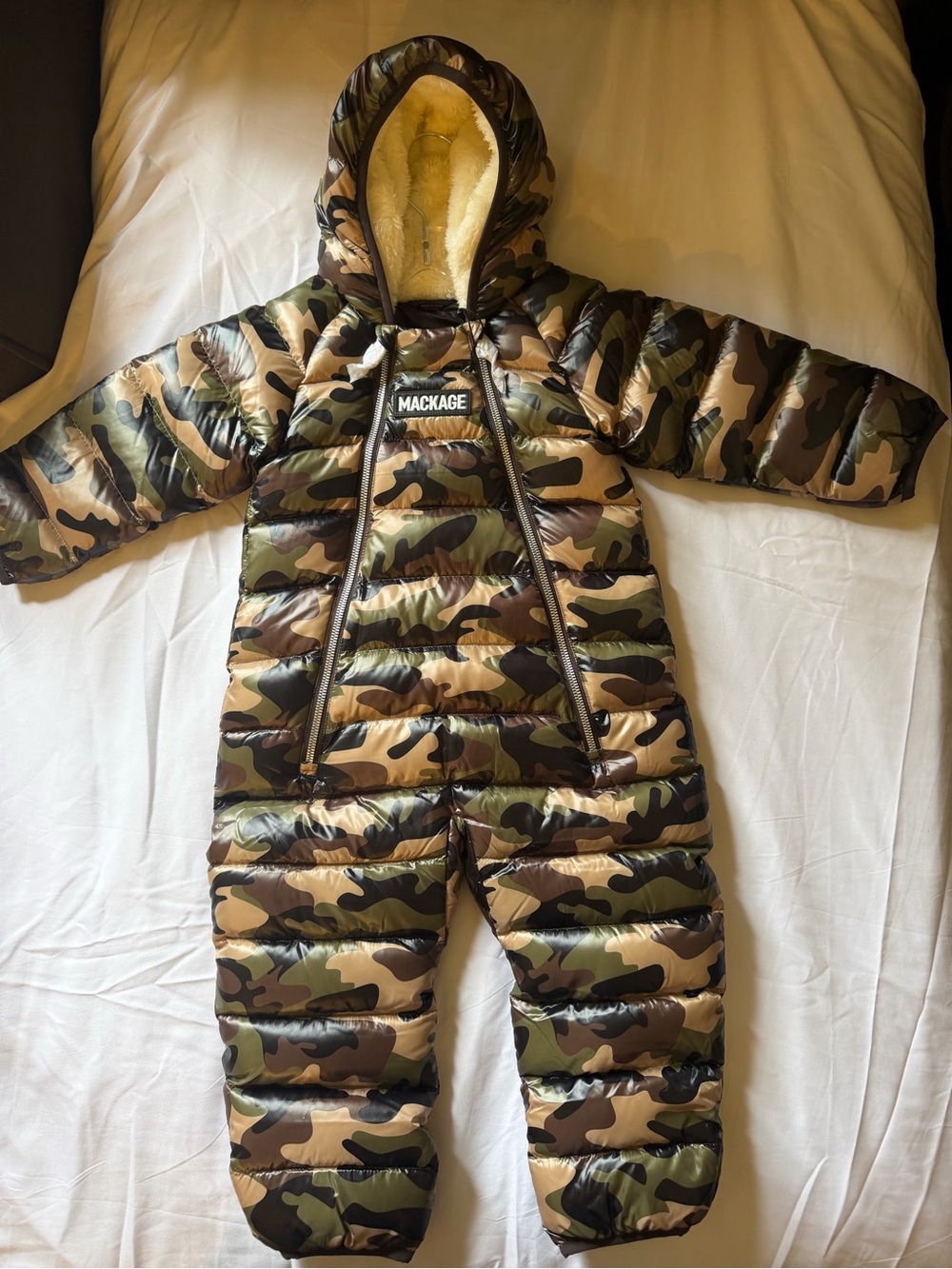 Mackage Kids Camo Puffer Snowsuit - Green/Brown